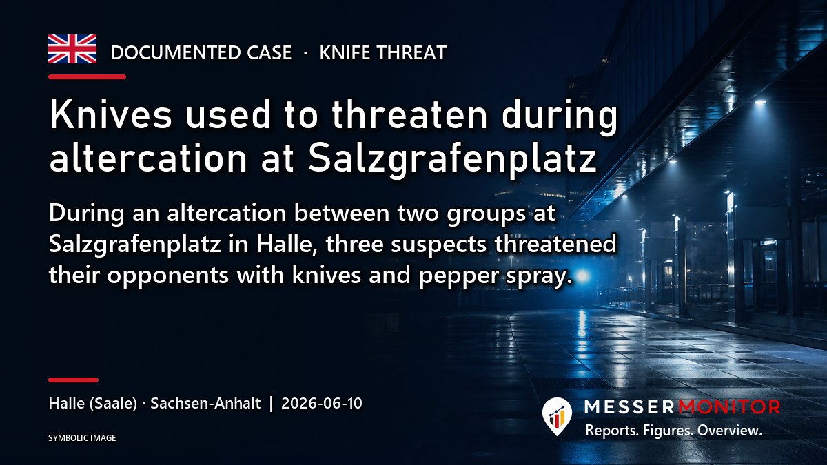 Title image: Knives used to threaten during altercation at Salzgrafenplatz. During an altercation between two groups at Salzgrafenplatz in Halle, three suspects threatened their opponents with knives and pepper spray..