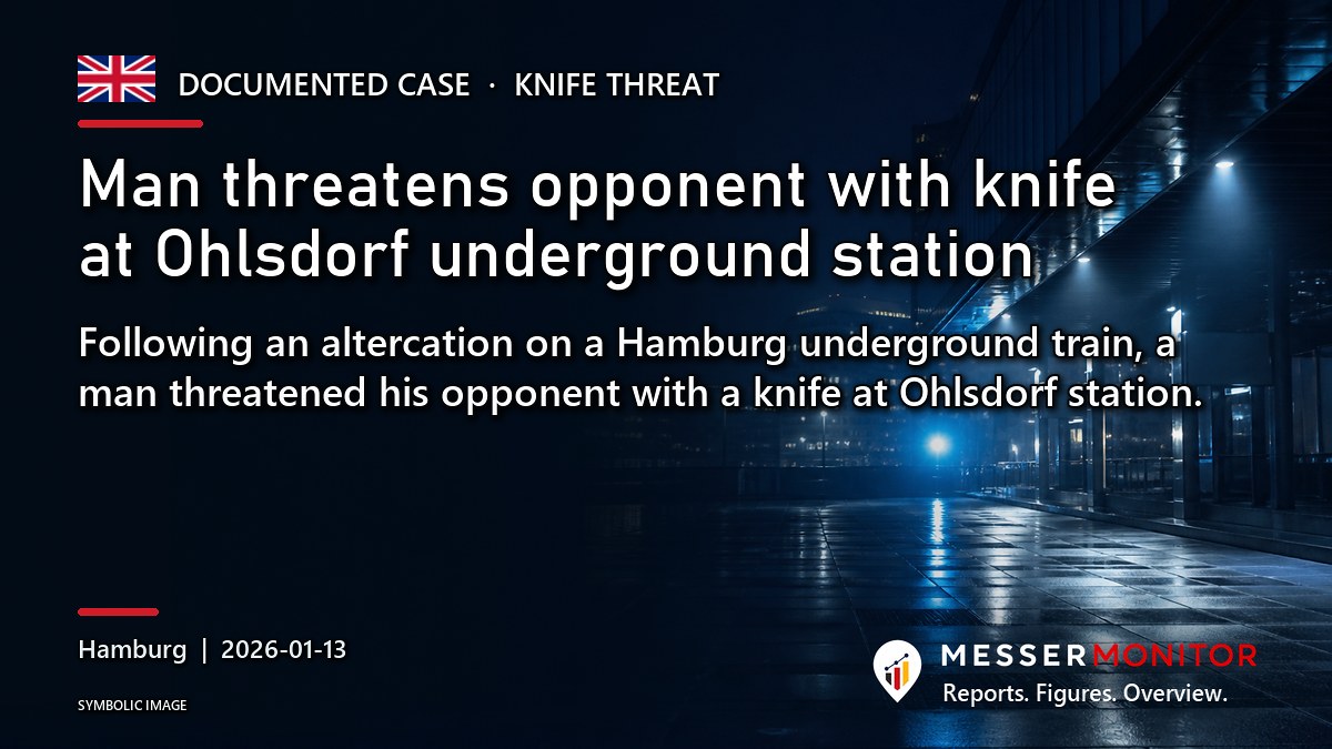 Title image: Man threatens opponent with knife at Ohlsdorf underground station. Following an altercation on a Hamburg underground train, a man threatened his opponent with a knife at Ohlsdorf station..