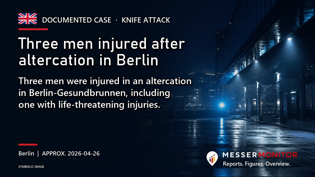 Title image: Three men injured after altercation in Berlin. Three men were injured in an altercation in Berlin-Gesundbrunnen, including one with life-threatening injuries..