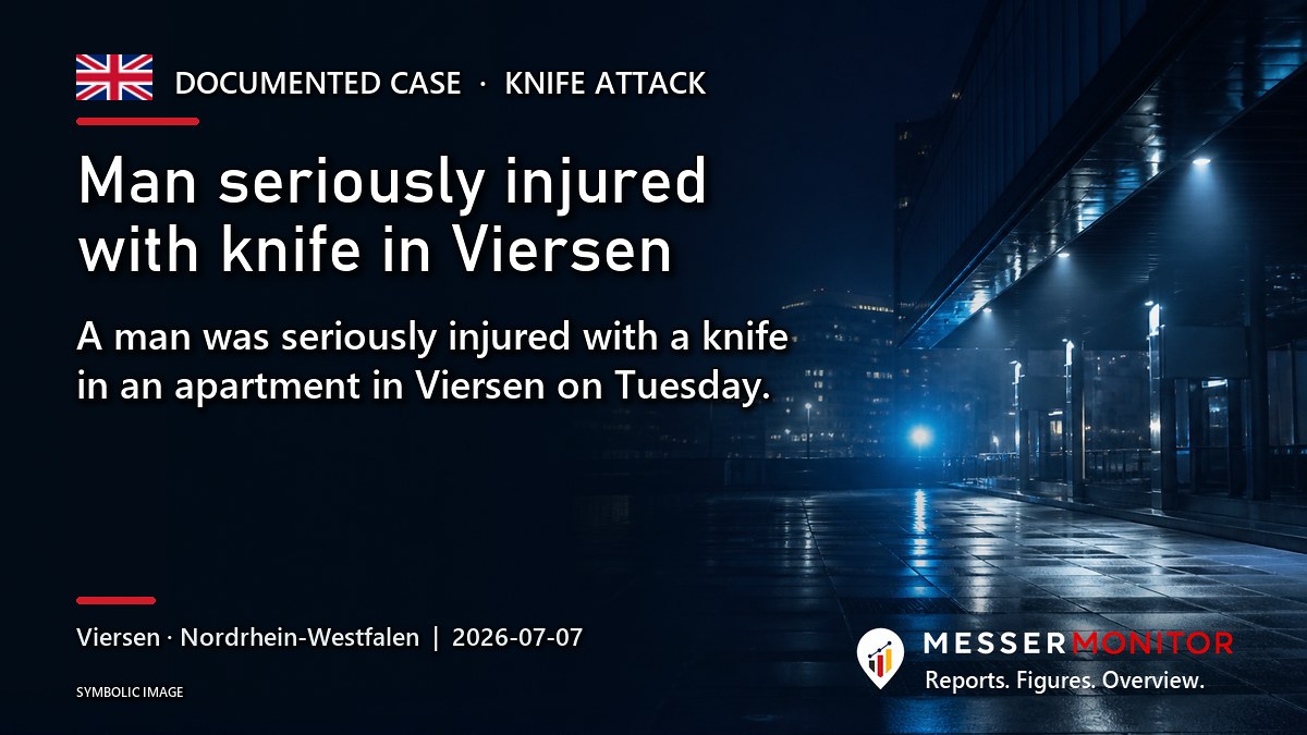 Title image: Man seriously injured with knife in Viersen. A man was seriously injured with a knife in an apartment in Viersen on Tuesday..