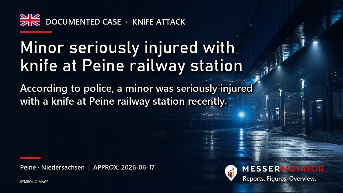 Title image: Minor seriously injured with knife at Peine railway station. According to police, a minor was seriously injured with a knife at Peine railway station recently..