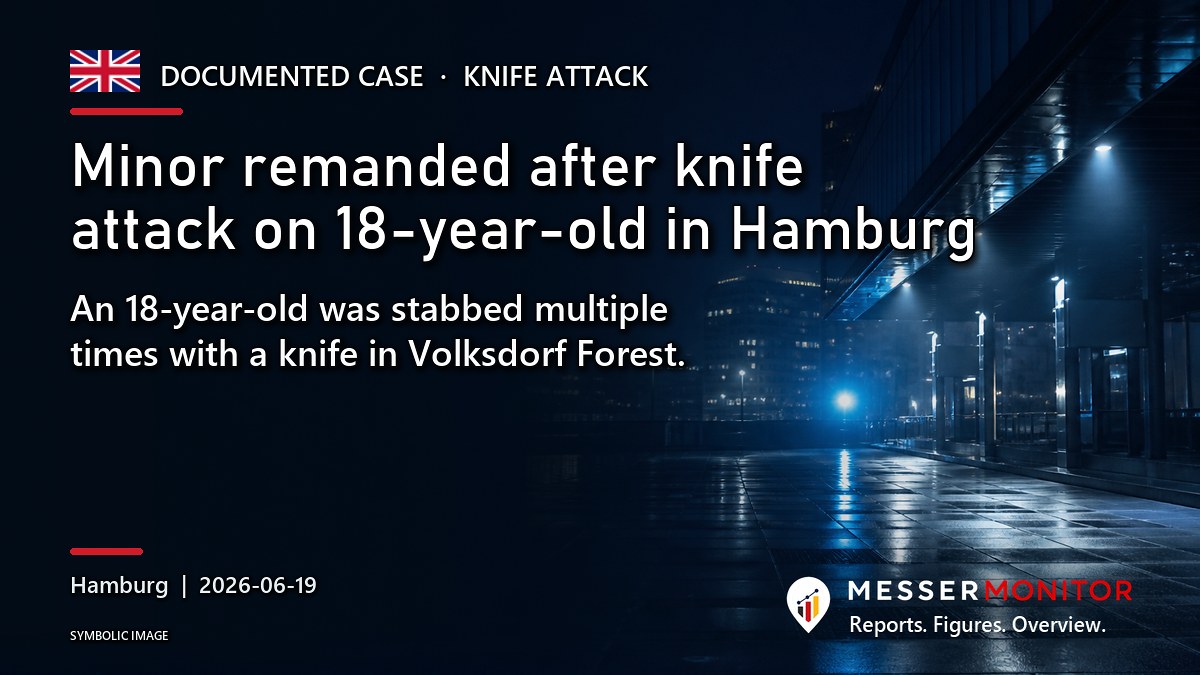 Title image: Minor remanded after knife attack on 18-year-old in Hamburg. An 18-year-old was stabbed multiple times with a knife in Volksdorf Forest..