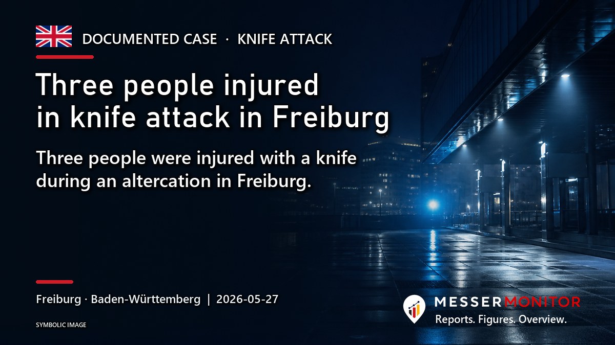 Title image: Three people injured in knife attack in Freiburg. Three people were injured with a knife during an altercation in Freiburg..