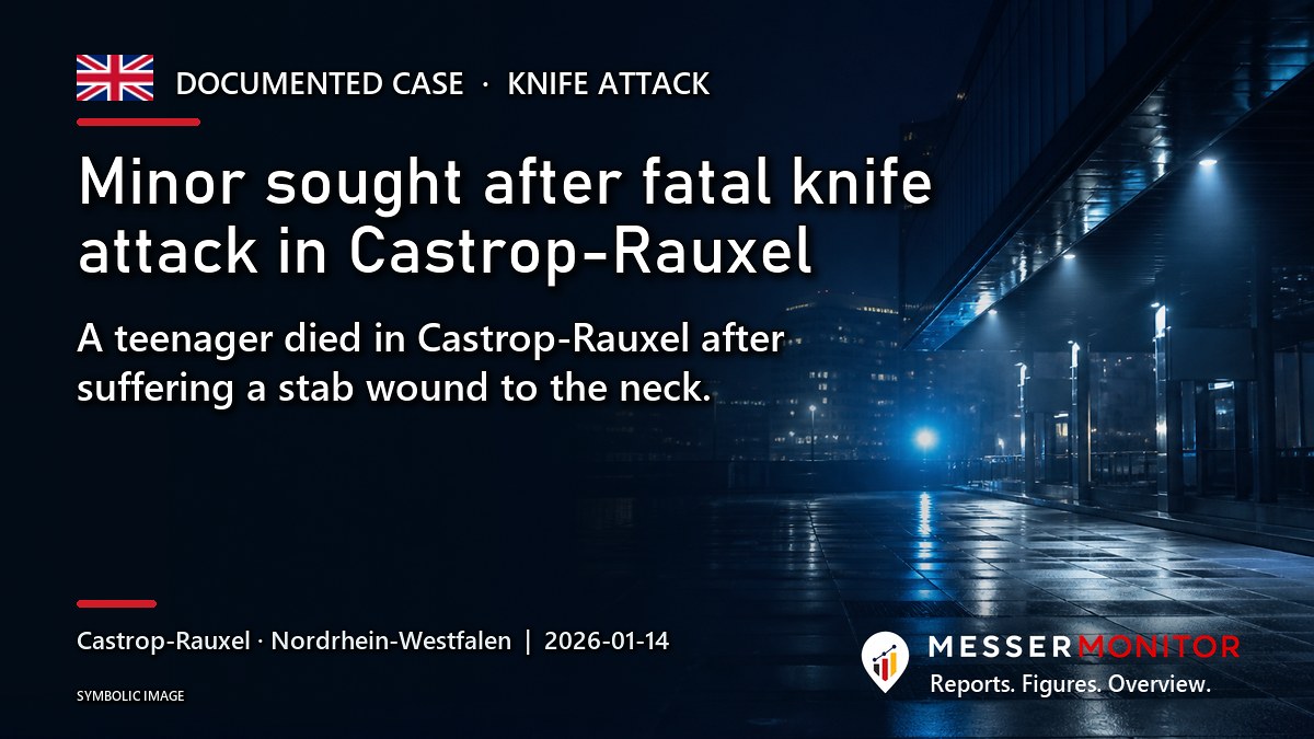 Title image: Minor sought after fatal knife attack in Castrop-Rauxel. A teenager died in Castrop-Rauxel after suffering a stab wound to the neck..