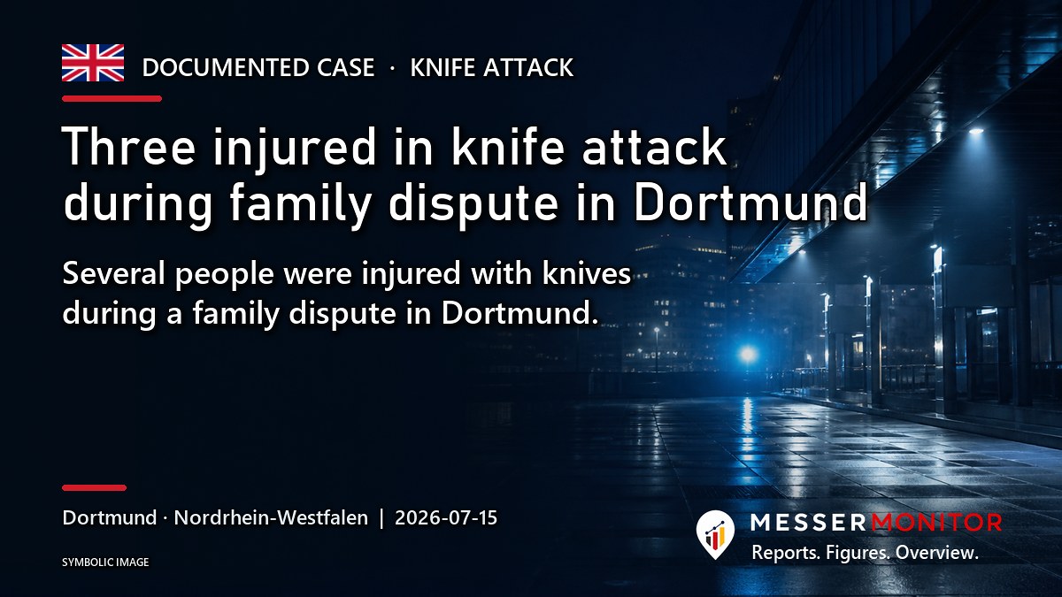 Title image: Three injured in knife attack during family dispute in Dortmund. Several people were injured with knives during a family dispute in Dortmund..