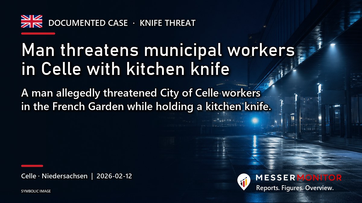 Title image: Man threatens municipal workers in Celle with kitchen knife. A man allegedly threatened City of Celle workers in the French Garden while holding a kitchen knife..