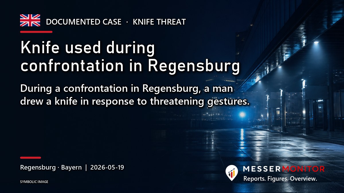 Title image: Knife used during confrontation in Regensburg. During a confrontation in Regensburg, a man drew a knife in response to threatening gestures..