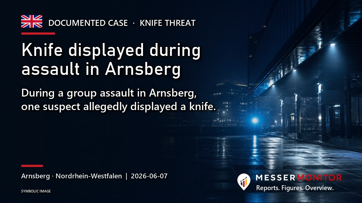 Title image: Knife displayed during assault in Arnsberg. During a group assault in Arnsberg, one suspect allegedly displayed a knife..