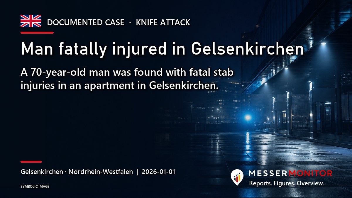 Title image: Man fatally injured in Gelsenkirchen. A 70-year-old man was found with fatal stab injuries in an apartment in Gelsenkirchen..