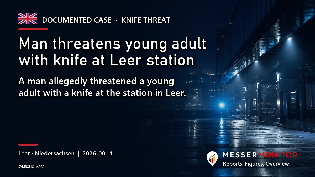 Title image: Man threatens young adult with knife at Leer station. A man allegedly threatened a young adult with a knife at the station in Leer..