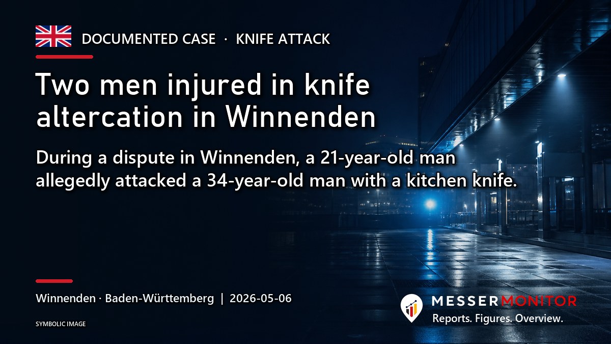 Title image: Two men injured in knife altercation in Winnenden. During a dispute in Winnenden, a 21-year-old man allegedly attacked a 34-year-old man with a kitchen knife..