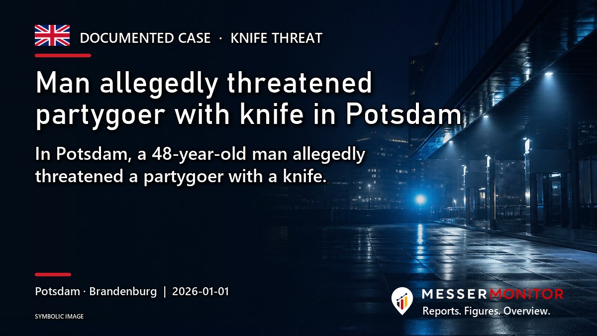 Title image: Man allegedly threatened partygoer with knife in Potsdam. In Potsdam, a 48-year-old man allegedly threatened a partygoer with a knife..