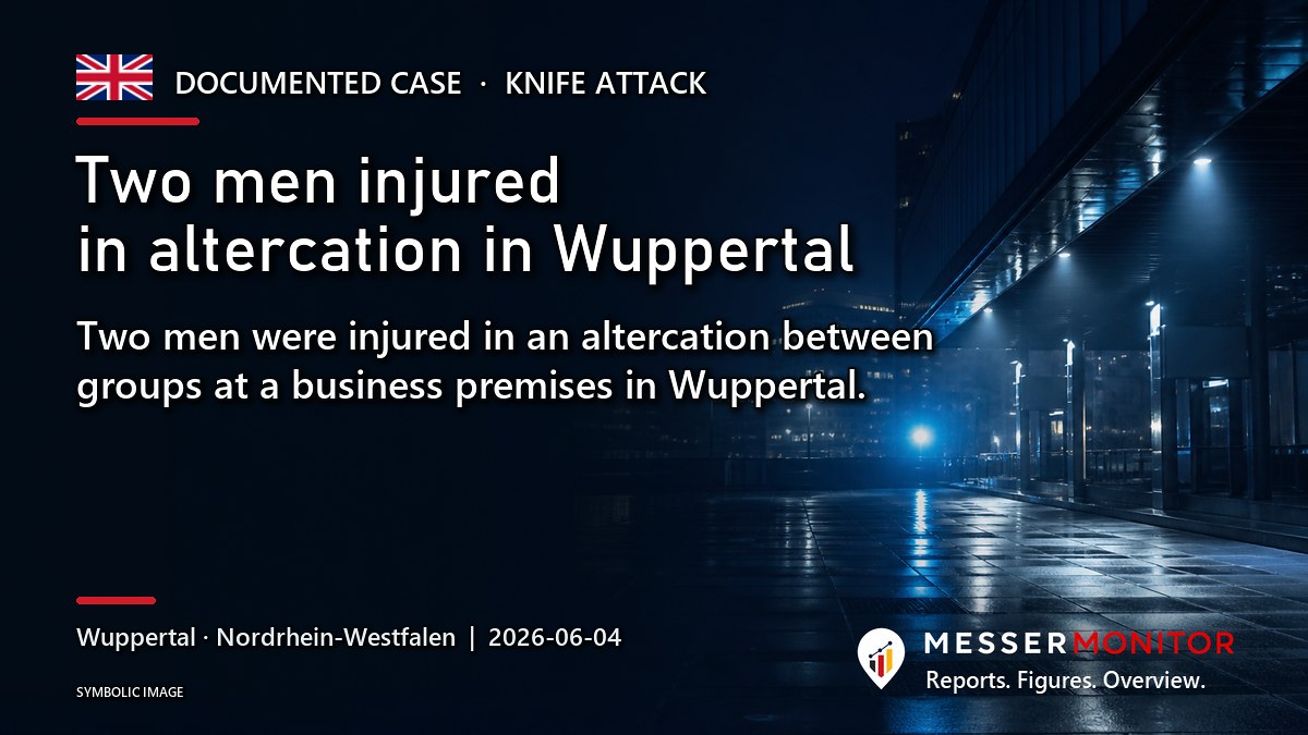 Title image: Two men injured in altercation in Wuppertal. Two men were injured in an altercation between groups at a business premises in Wuppertal..