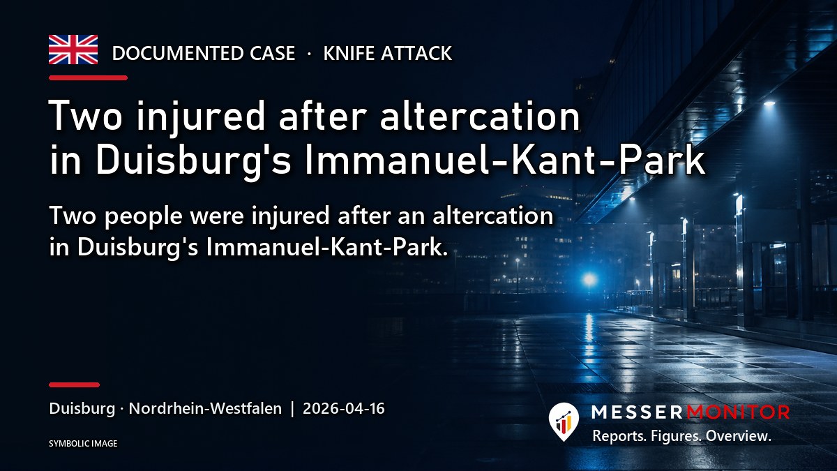 Title image: Two injured after altercation in Duisburg's Immanuel-Kant-Park. Two people were injured after an altercation in Duisburg's Immanuel-Kant-Park..