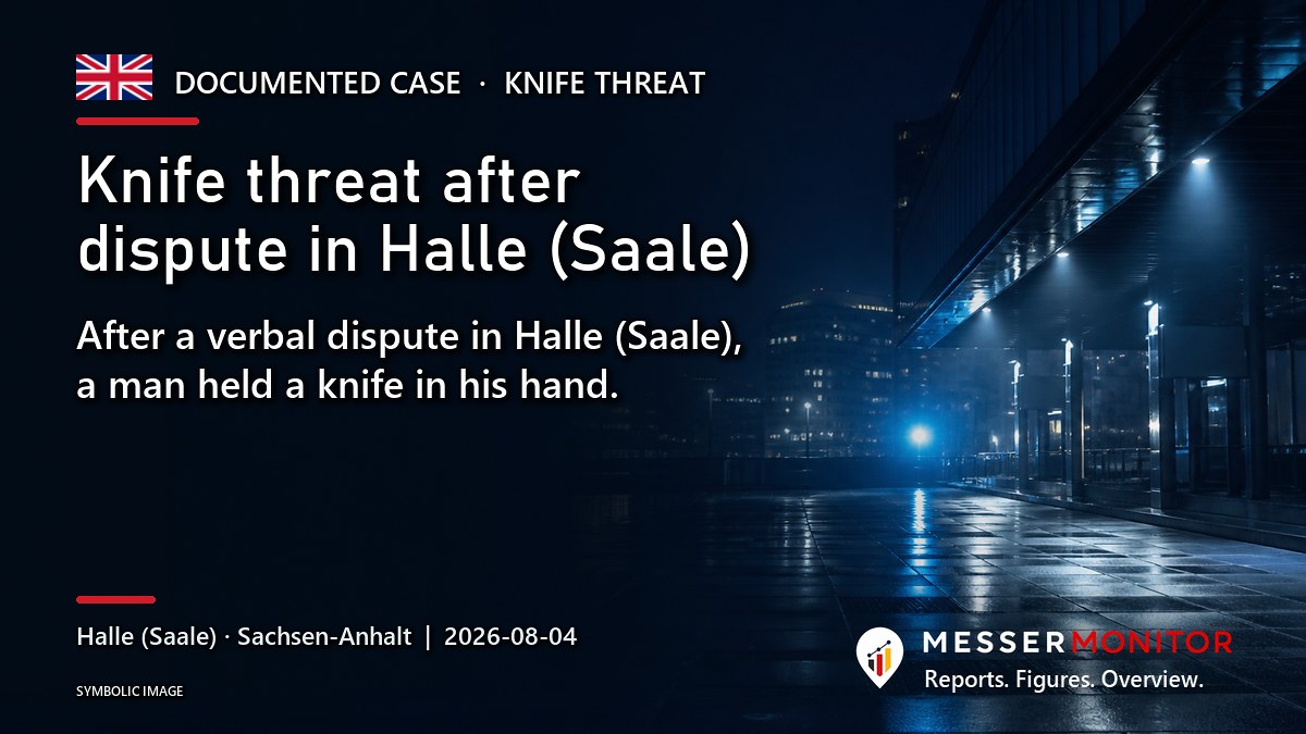 Title image: Knife threat after dispute in Halle (Saale). After a verbal dispute in Halle (Saale), a man held a knife in his hand..