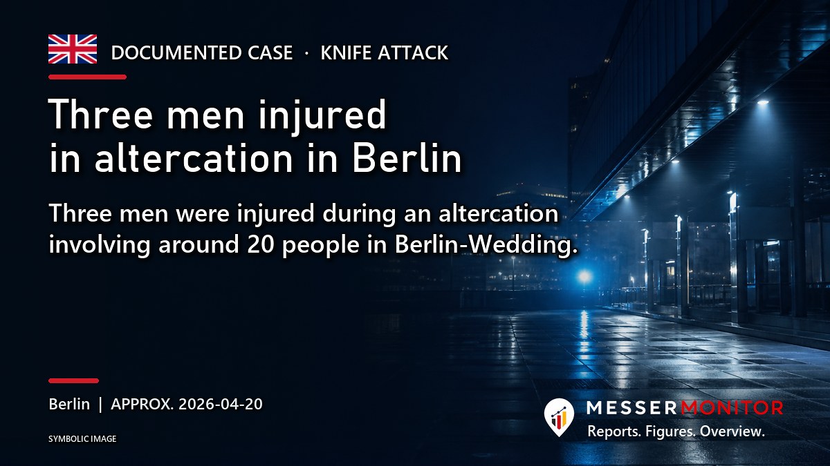 Title image: Three men injured in altercation in Berlin. Three men were injured during an altercation involving around 20 people in Berlin-Wedding..