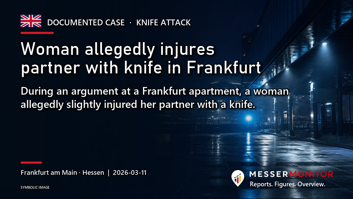 Title image: Woman allegedly injures partner with knife in Frankfurt. During an argument at a Frankfurt apartment, a woman allegedly slightly injured her partner with a knife..