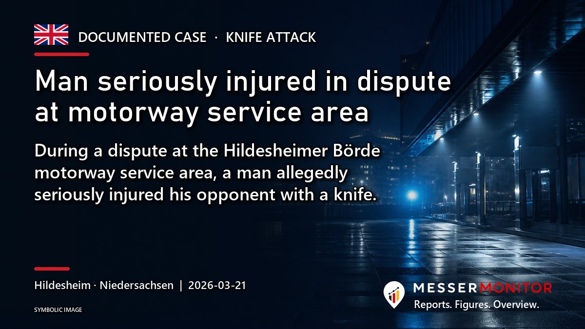 Title image: Man seriously injured in dispute at motorway service area. During a dispute at the Hildesheimer Börde motorway service area, a man allegedly seriously injured his opponent with a knife..
