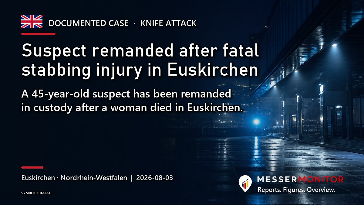 Title image: Suspect remanded after fatal stabbing injury in Euskirchen. A 45-year-old suspect has been remanded in custody after a woman died in Euskirchen..