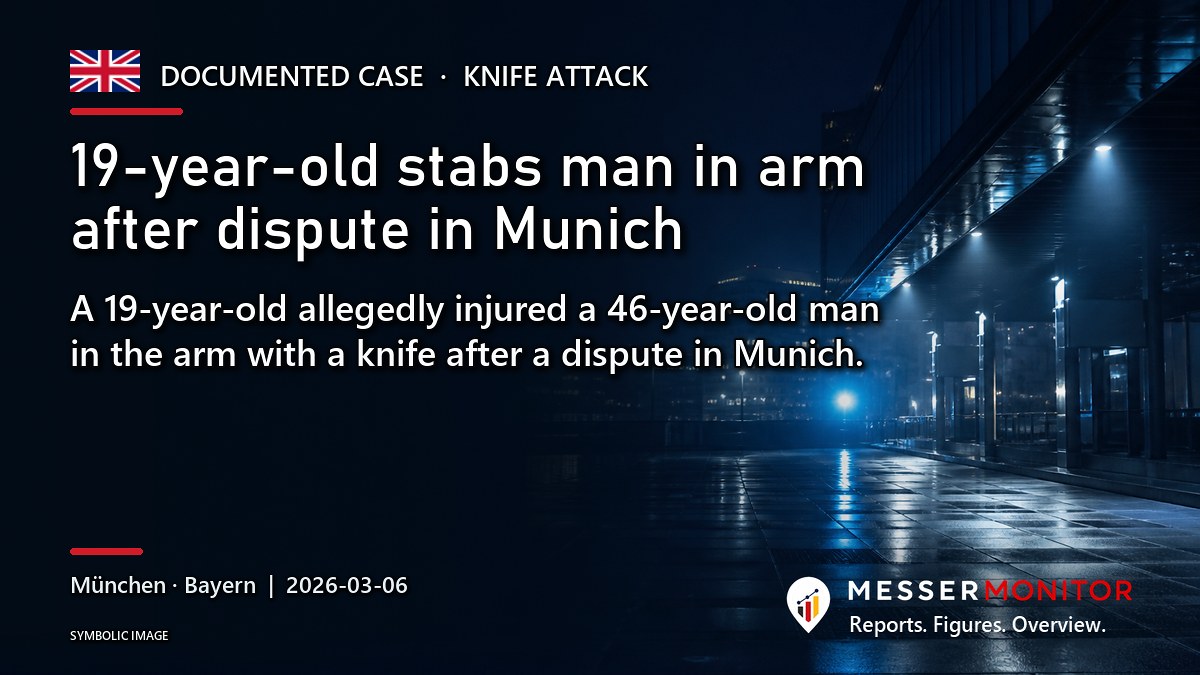 Title image: 19-year-old stabs man in arm after dispute in Munich. A 19-year-old allegedly injured a 46-year-old man in the arm with a knife after a dispute in Munich..