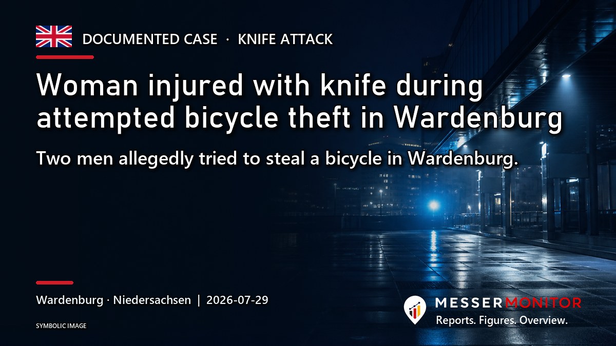 Title image: Woman injured with knife during attempted bicycle theft in Wardenburg. Two men allegedly tried to steal a bicycle in Wardenburg..