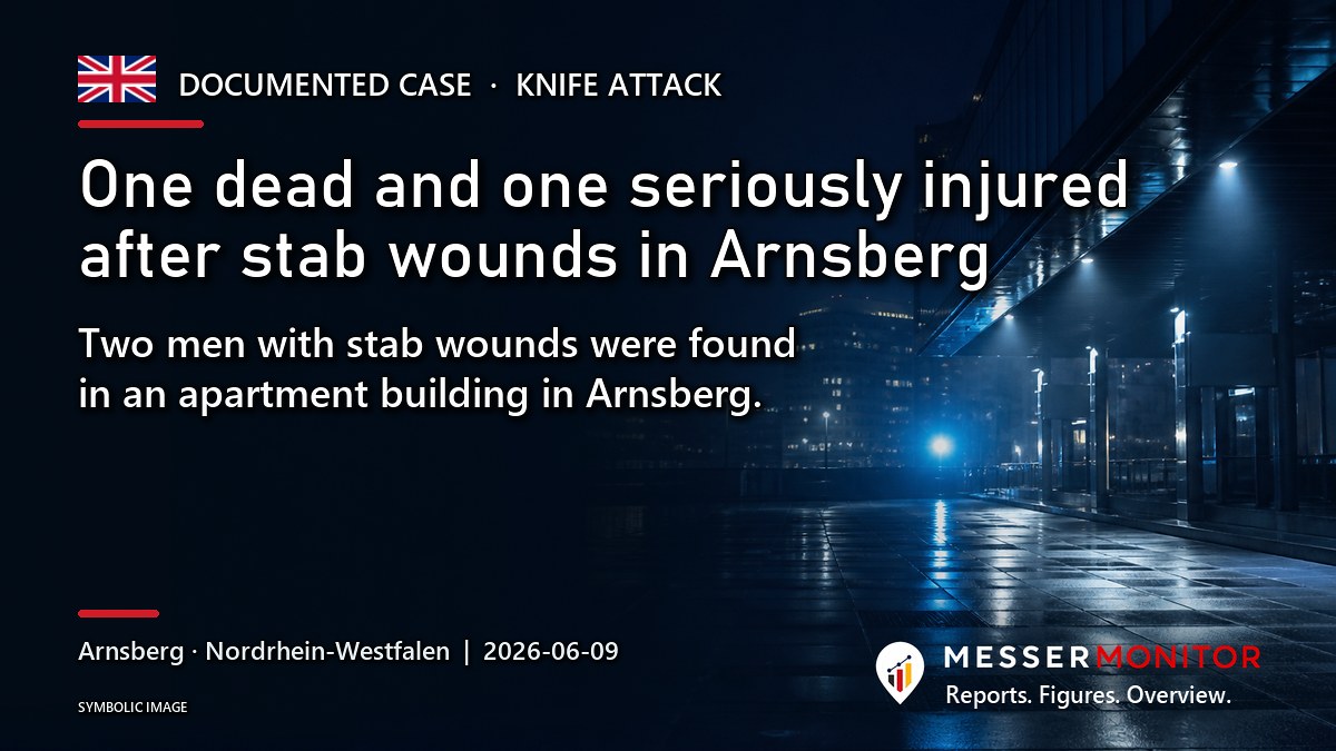 Title image: One dead and one seriously injured after stab wounds in Arnsberg. Two men with stab wounds were found in an apartment building in Arnsberg..