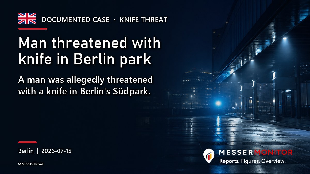 Title image: Man threatened with knife in Berlin park. A man was allegedly threatened with a knife in Berlin's Südpark..