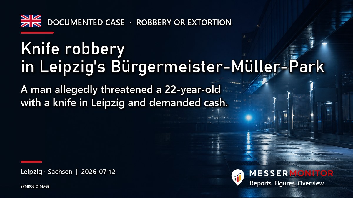 Title image: Knife robbery in Leipzig's Bürgermeister-Müller-Park. A man allegedly threatened a 22-year-old with a knife in Leipzig and demanded cash..