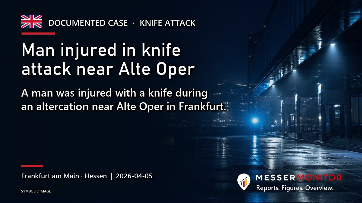 Title image: Man injured in knife attack near Alte Oper. A man was injured with a knife during an altercation near Alte Oper in Frankfurt..