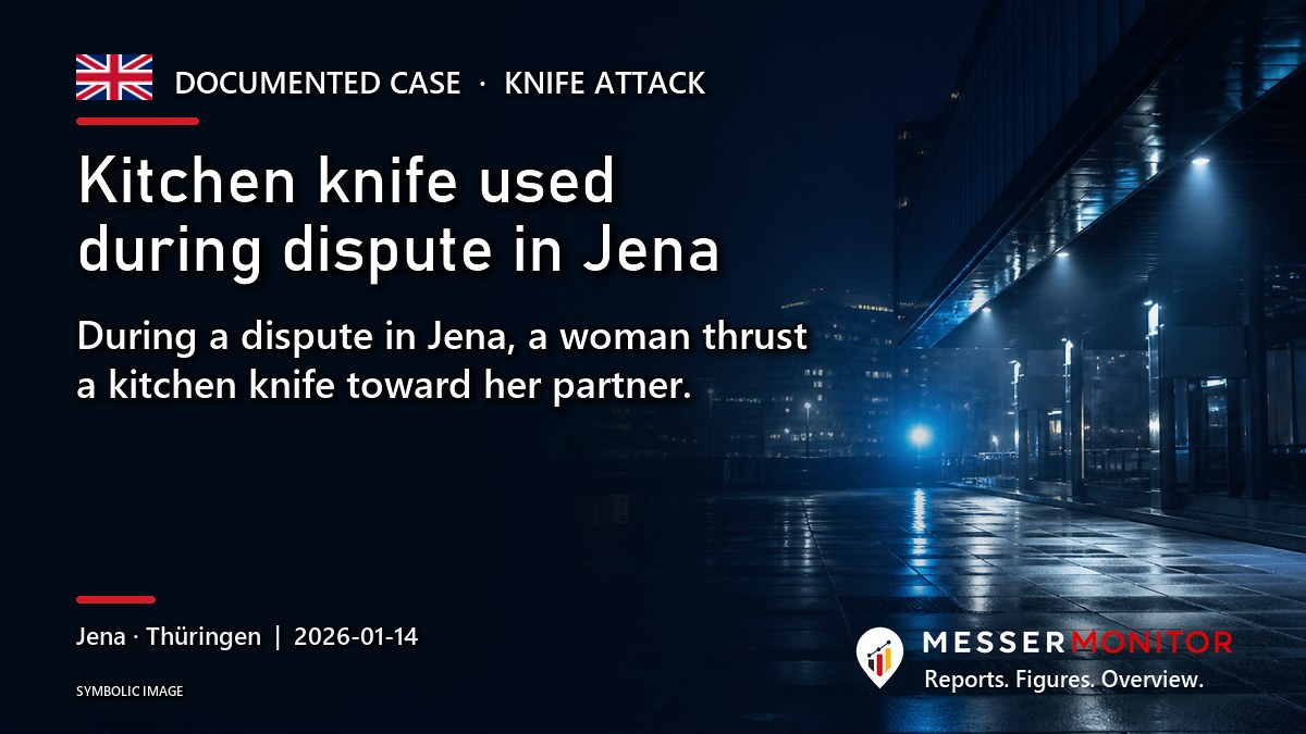 Title image: Kitchen knife used during dispute in Jena. During a dispute in Jena, a woman thrust a kitchen knife toward her partner..