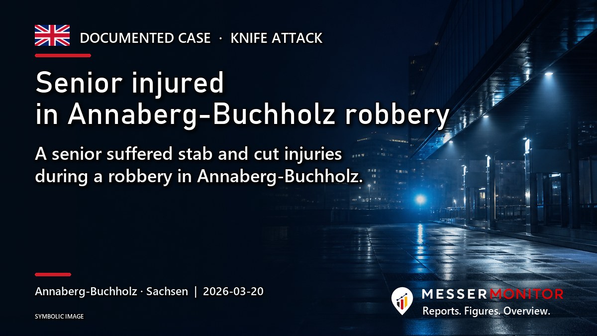 Title image: Senior injured in Annaberg-Buchholz robbery. A senior suffered stab and cut injuries during a robbery in Annaberg-Buchholz..