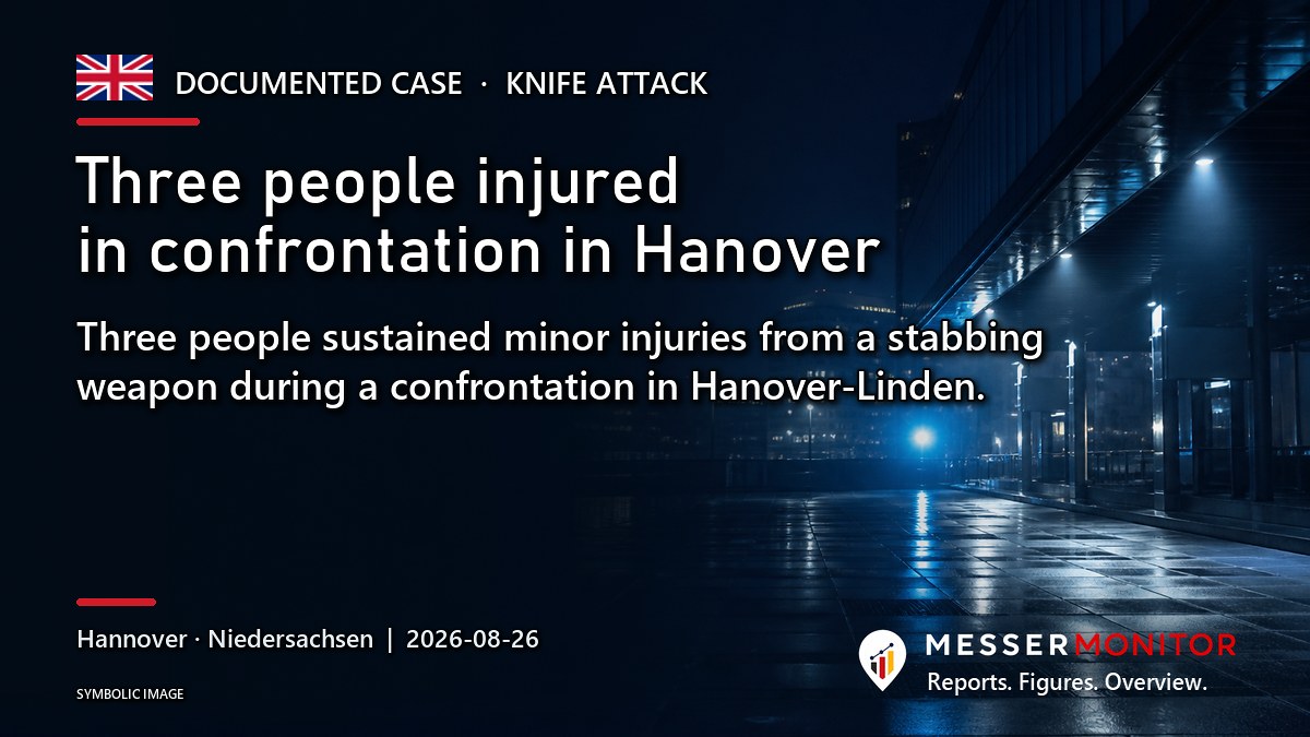 Title image: Three people injured in confrontation in Hanover. Three people sustained minor injuries from a stabbing weapon during a confrontation in Hanover-Linden..