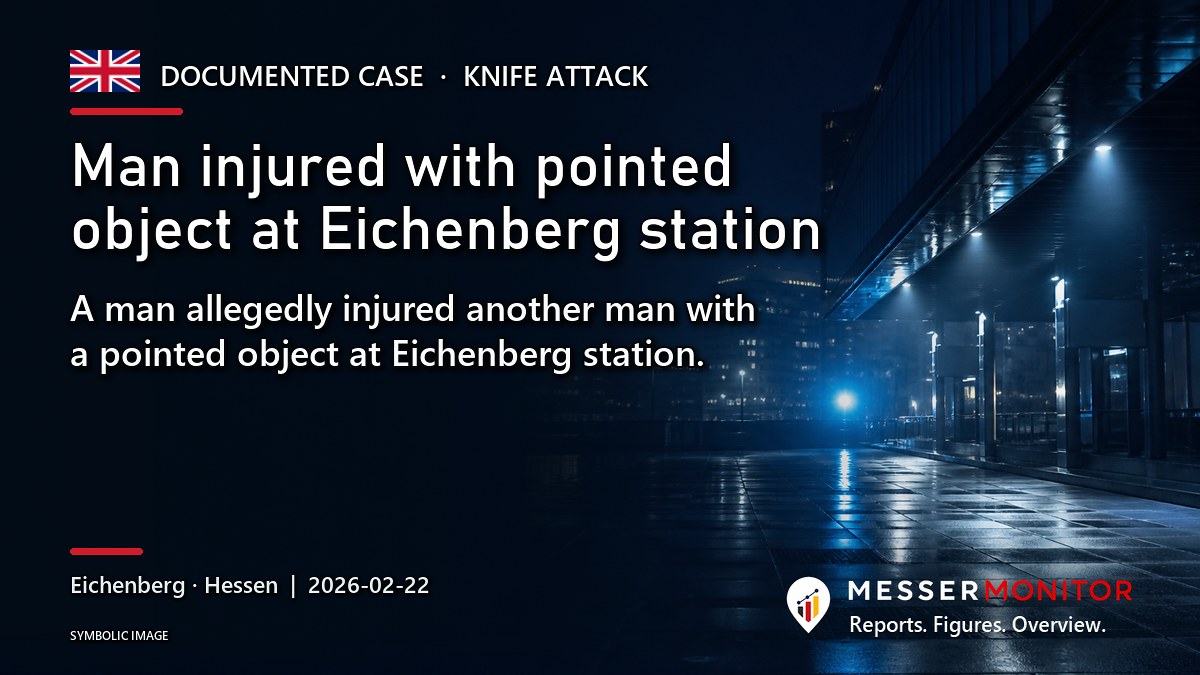 Title image: Man injured with pointed object at Eichenberg station. A man allegedly injured another man with a pointed object at Eichenberg station..