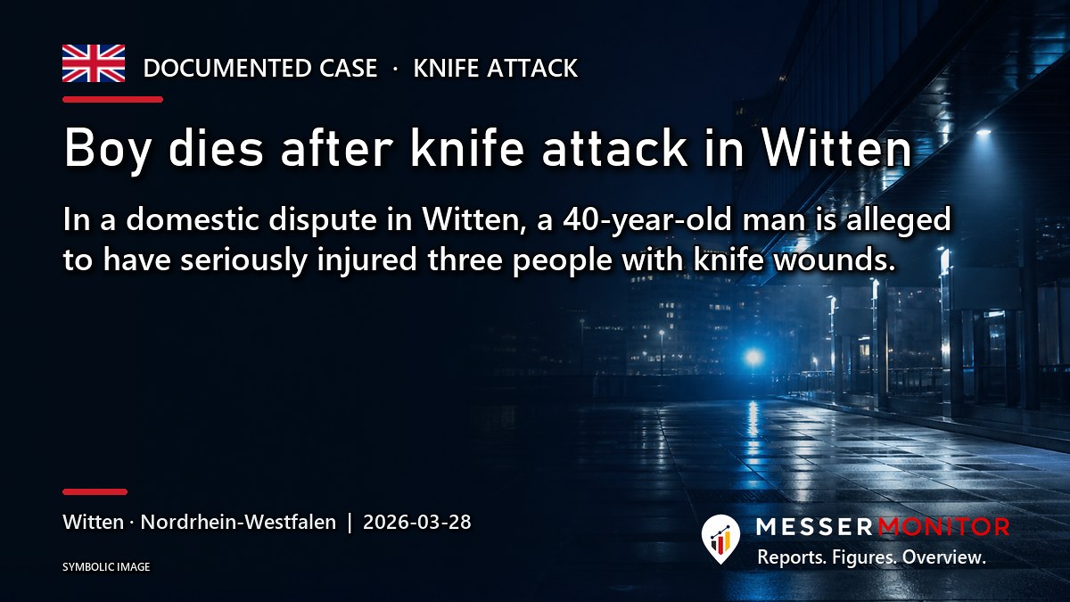 Title image: Boy dies after knife attack in Witten. In a domestic dispute in Witten, a 40-year-old man is alleged to have seriously injured three people with knife wounds..