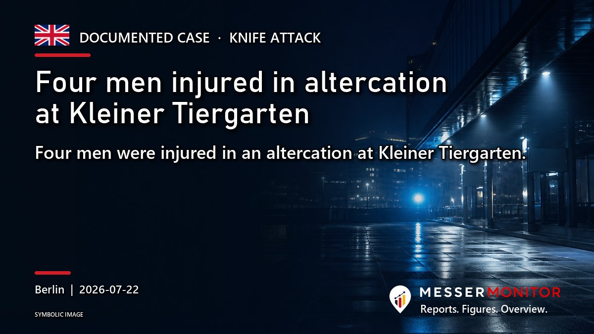 Title image: Four men injured in altercation at Kleiner Tiergarten. Four men were injured in an altercation at Kleiner Tiergarten..