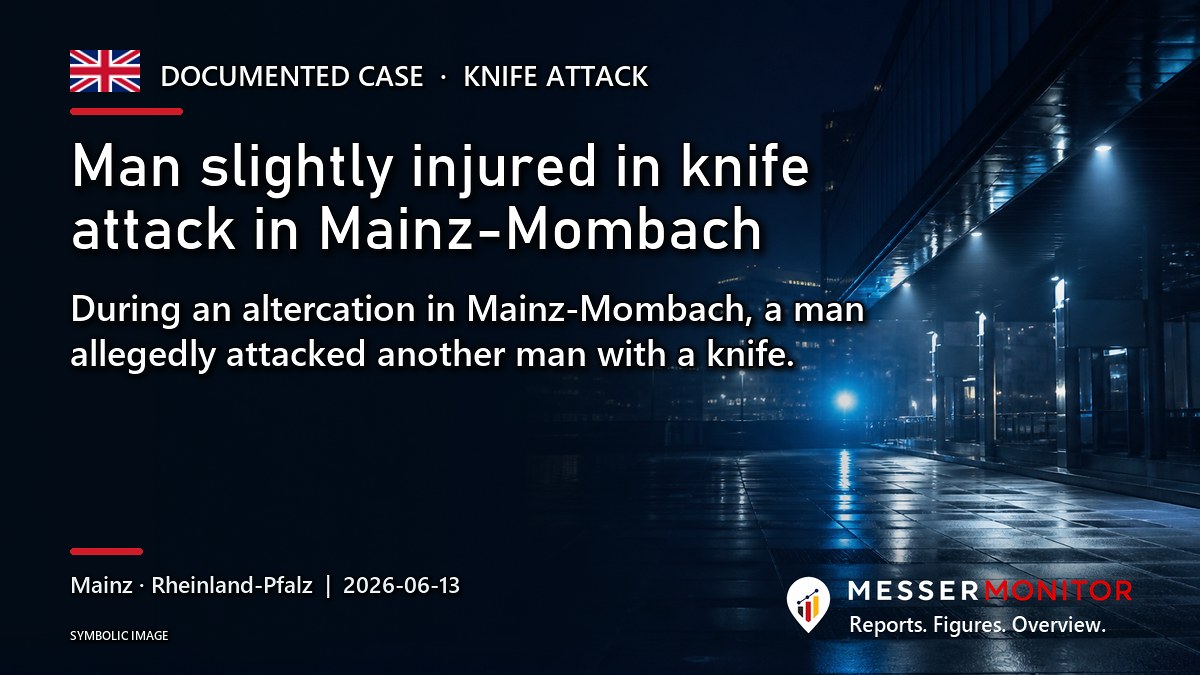 Title image: Man slightly injured in knife attack in Mainz-Mombach. During an altercation in Mainz-Mombach, a man allegedly attacked another man with a knife..