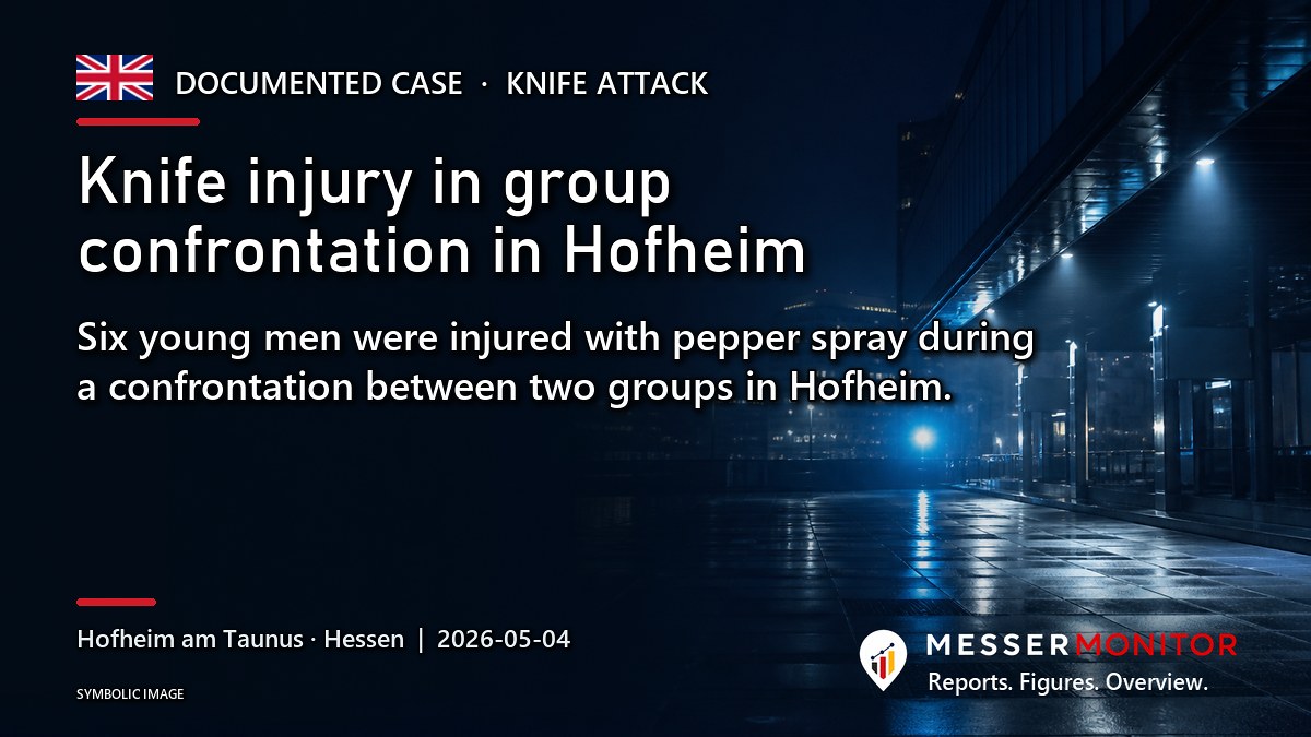 Title image: Knife injury in group confrontation in Hofheim. Six young men were injured with pepper spray during a confrontation between two groups in Hofheim..