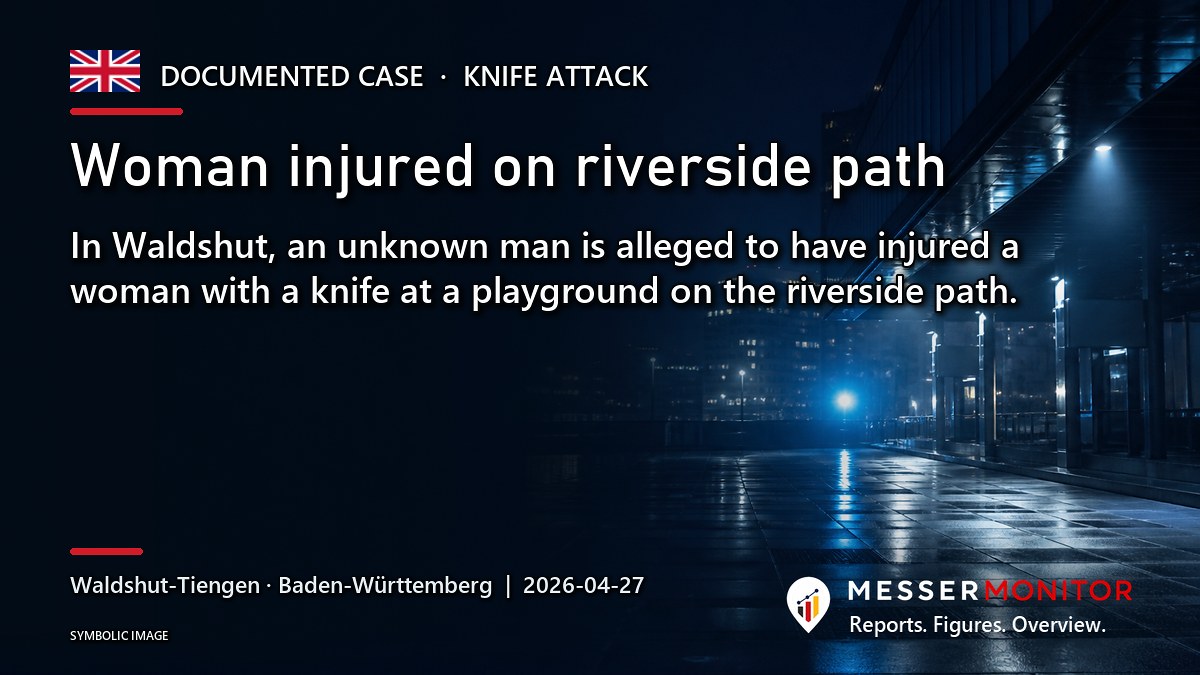 Title image: Woman injured on riverside path. In Waldshut, an unknown man is alleged to have injured a woman with a knife at a playground on the riverside path..