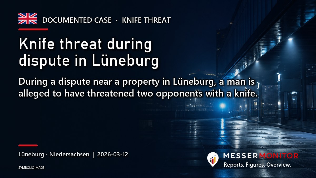 Title image: Knife threat during dispute in Lüneburg. During a dispute near a property in Lüneburg, a man is alleged to have threatened two opponents with a knife..