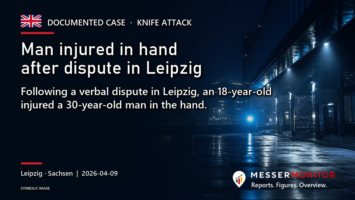 Title image: Man injured in hand after dispute in Leipzig. Following a verbal dispute in Leipzig, an 18-year-old injured a 30-year-old man in the hand..