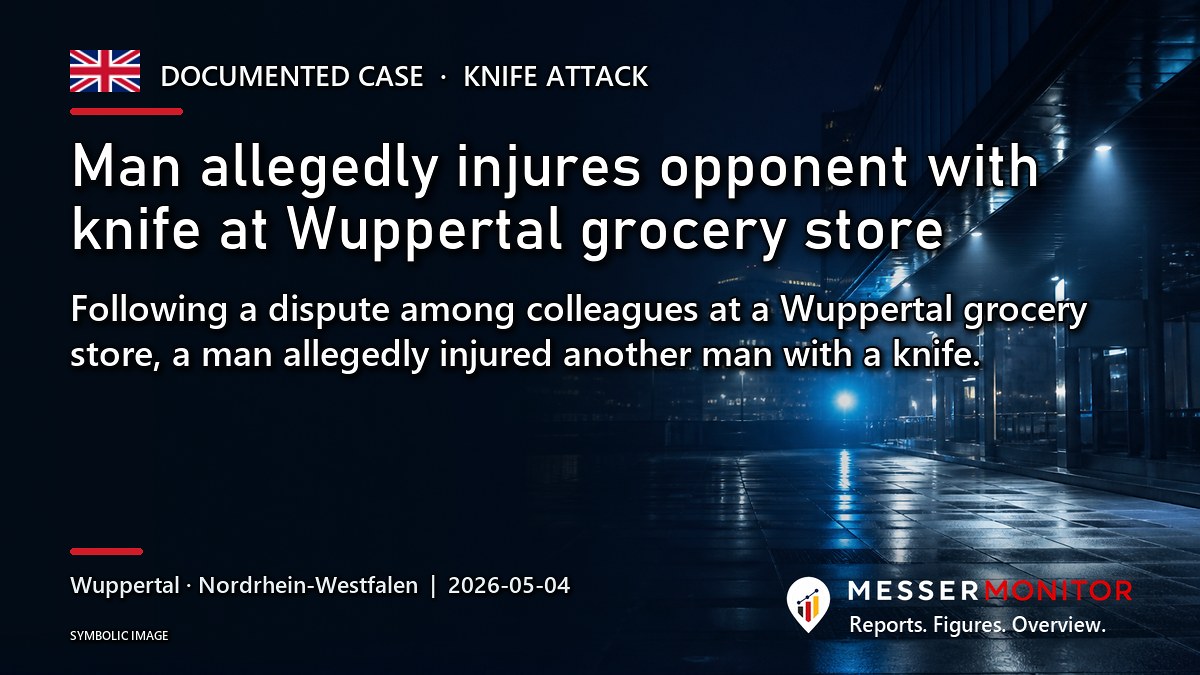 Title image: Man allegedly injures opponent with knife at Wuppertal grocery store. Following a dispute among colleagues at a Wuppertal grocery store, a man allegedly injured another man with a knife..