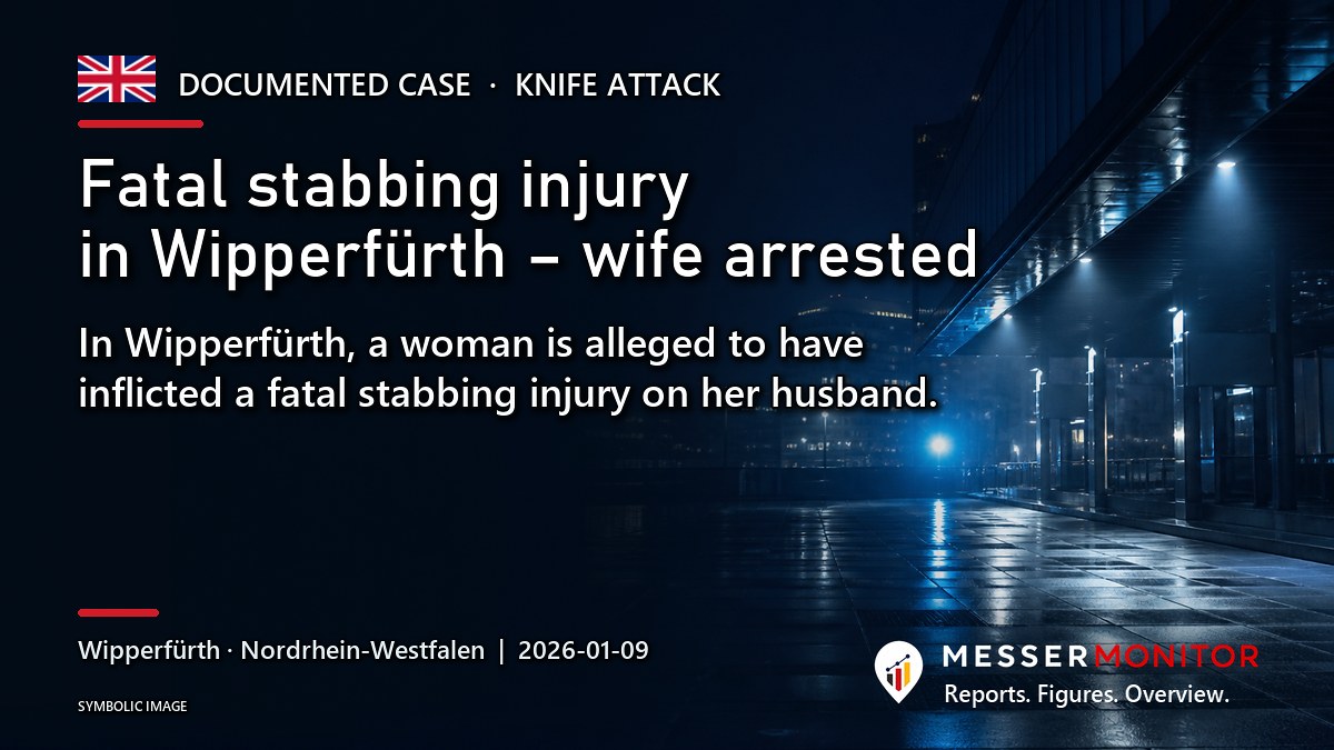 Title image: Fatal stabbing injury in Wipperfürth – wife arrested. In Wipperfürth, a woman is alleged to have inflicted a fatal stabbing injury on her husband..