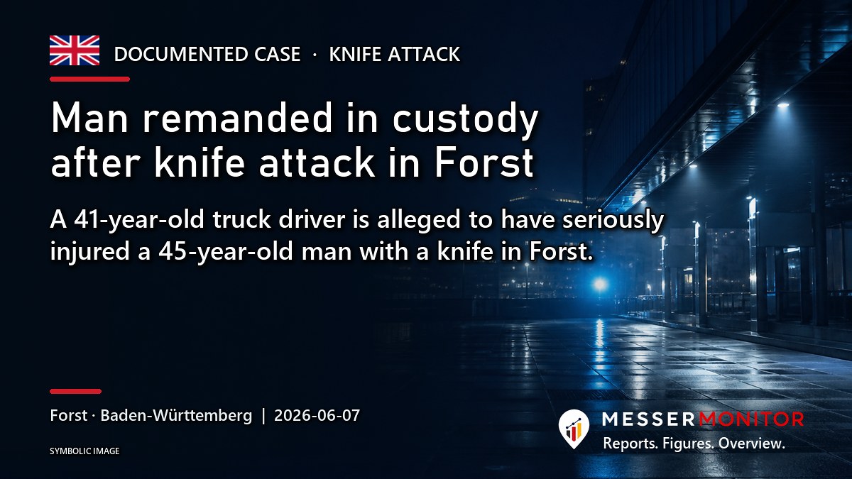 Title image: Man remanded in custody after knife attack in Forst. A 41-year-old truck driver is alleged to have seriously injured a 45-year-old man with a knife in Forst..