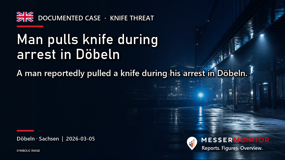 Title image: Man pulls knife during arrest in Döbeln. A man reportedly pulled a knife during his arrest in Döbeln..