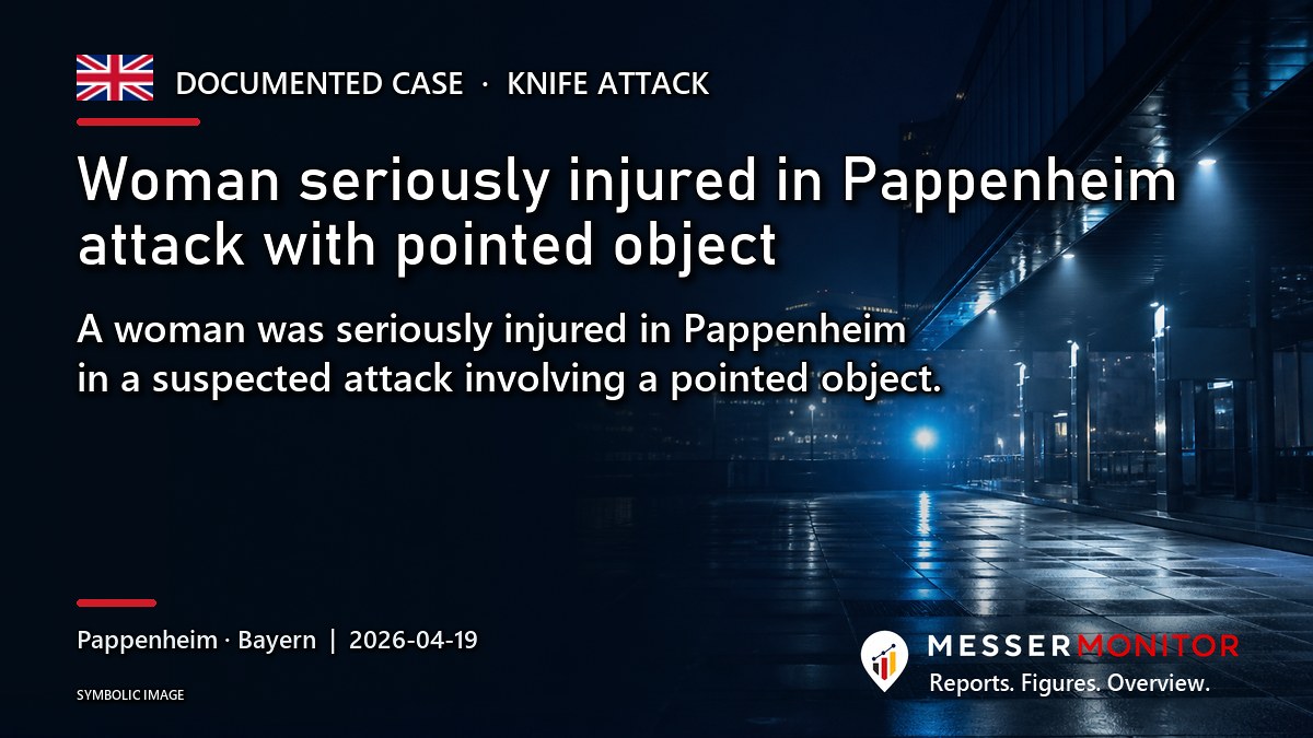Title image: Woman seriously injured in Pappenheim attack with pointed object. A woman was seriously injured in Pappenheim in a suspected attack involving a pointed object..