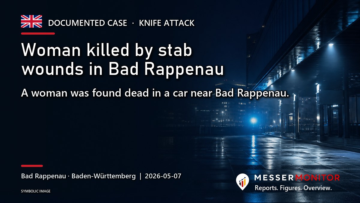 Title image: Woman killed by stab wounds in Bad Rappenau. A woman was found dead in a car near Bad Rappenau..