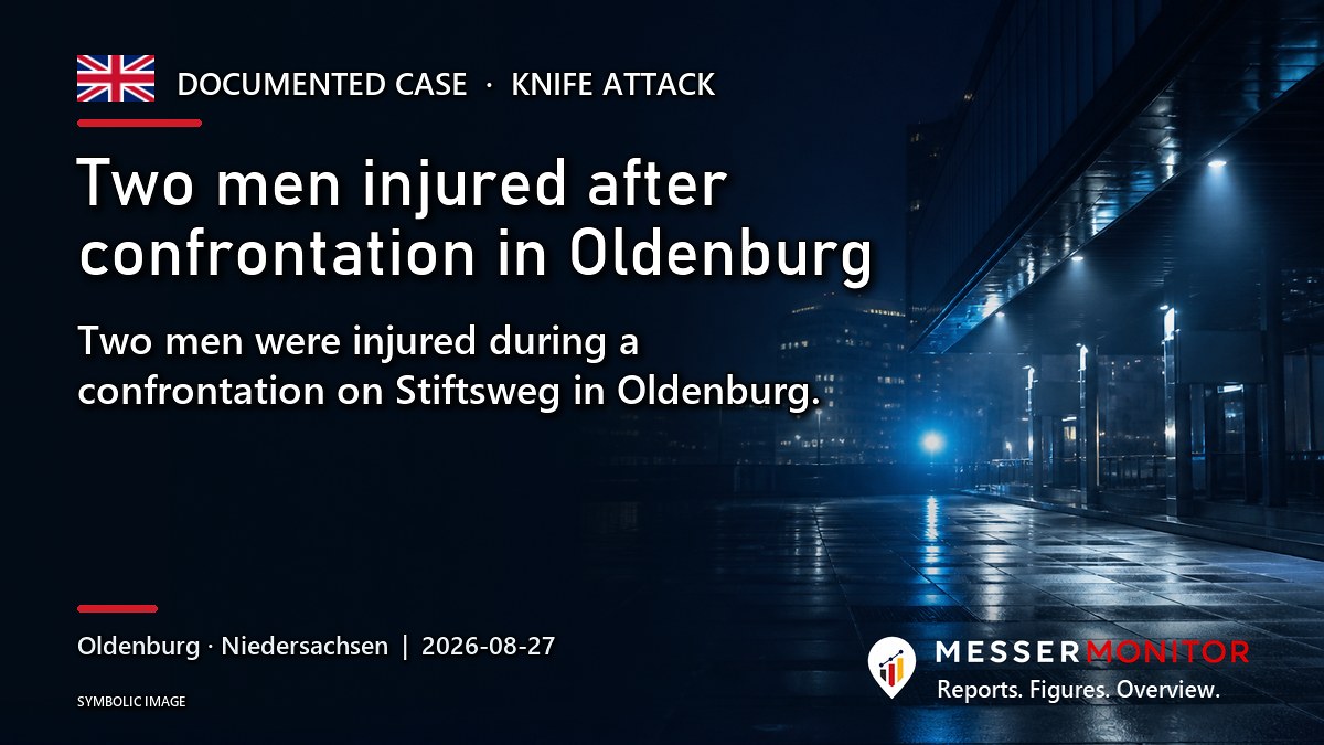 Title image: Two men injured after confrontation in Oldenburg. Two men were injured during a confrontation on Stiftsweg in Oldenburg..