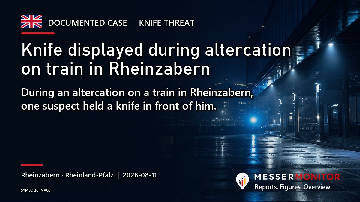 Title image: Knife displayed during altercation on train in Rheinzabern. During an altercation on a train in Rheinzabern, one suspect held a knife in front of him..