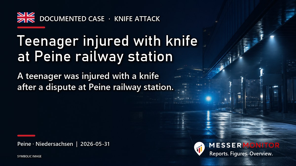 Title image: Teenager injured with knife at Peine railway station. A teenager was injured with a knife after a dispute at Peine railway station..
