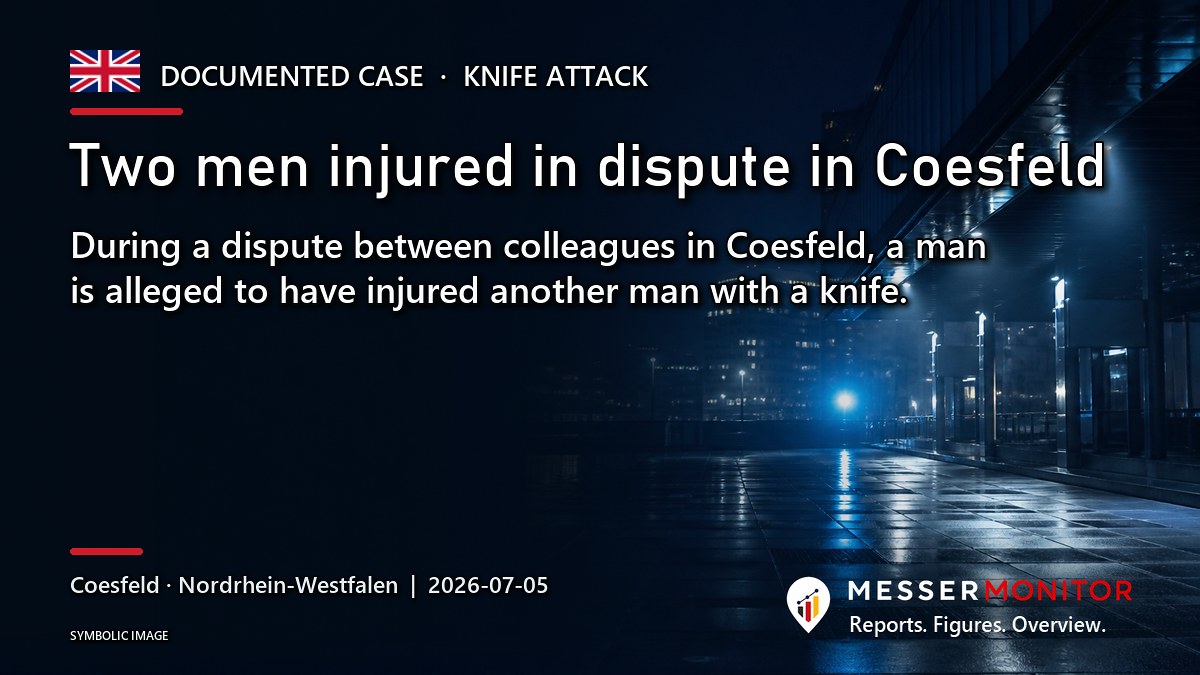 Title image: Two men injured in dispute in Coesfeld. During a dispute between colleagues in Coesfeld, a man is alleged to have injured another man with a knife..